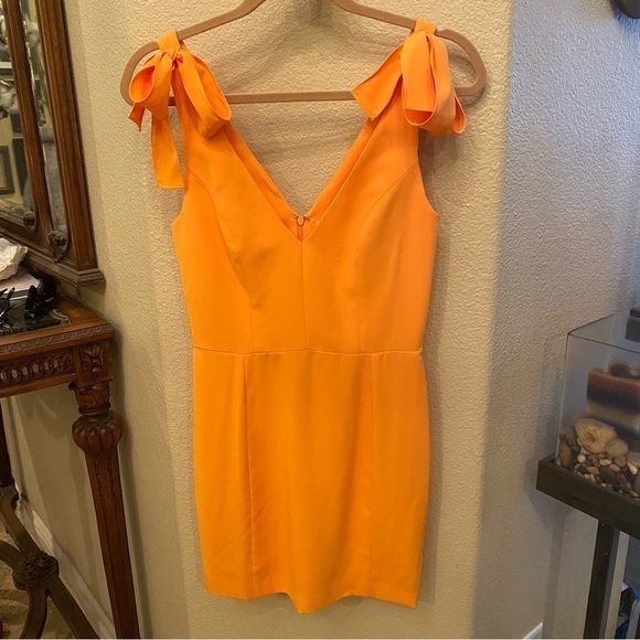 AMANDA UPRIGHT Women Yellow Mustard Bow Party Dress Size Small - Picture 1 of 7